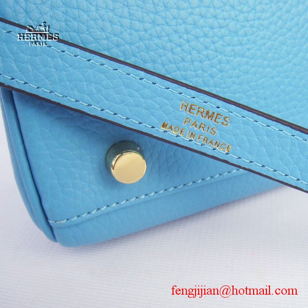 Hermes Kelly 32cm Togo Leather Bag Light Blue 6108 Gold Hardware Hermes Kelly 32cm Togo Leather Bag Light Blue 6108 Gold Hardware